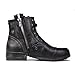 OSSTONE Moto Boots for Men Fashion Zipper-up Leather Chukka Boots Casual Shoes 5008-8, Retro Black, US10.5