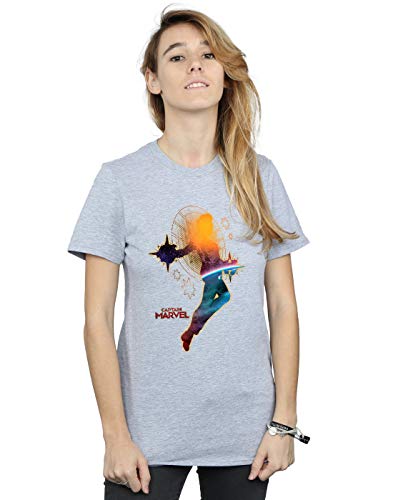 Marvel Women's Captain Marvel Nebula Flight Boyfriend Fit T-Shirt Sport Grey Medium