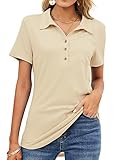 TFSDOD Womens Fashion Summer Collared Polo Tops Short Sleeve T-Shirts Relaxed Fit Work Tunic Blouse