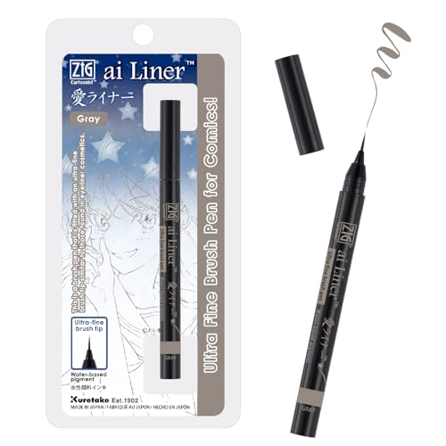 Stylo à pointe pinceau ultra fine gris Kuretake pour expressions délicates manga