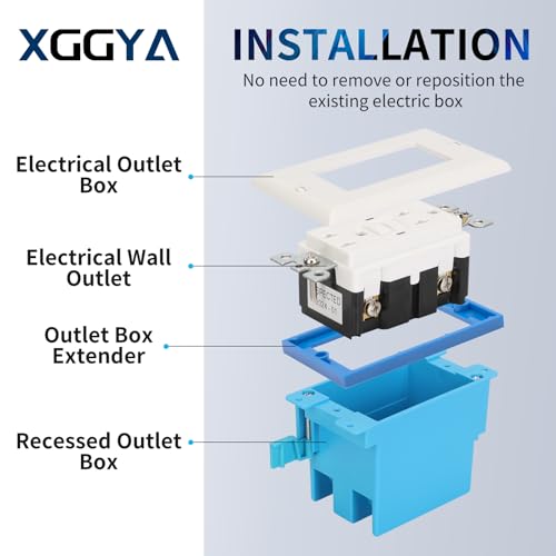 Image of 12PCS 1 /4 Inch Single Gang Outlet Box Extender | Electric Outlet Extender Box With 24 screws; Gang Box Extender for Electrical Outlet Box and Electrical Outlet Switches; Blue