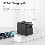 Universal Travel Adapter with 4 AC Outlets & 3 USB + Type-C (5V/3A) - MKSENSE International Power Plug Adapter for US to Europe Iceland Spain Italy France Germany (Black)