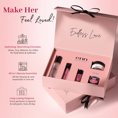 Image of ENN Beauty Endless Love Gift Set | Clay Mask | Lipstick | Nail Paint | Lip & Cheek Tint | Perfume | Set of 5 Gift Box