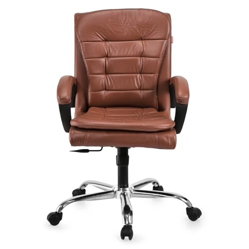Image of GOYALSON Mesh Back Revolving Chair for Office Home Swivel Desk Chair with Comfortable Seating & Wheels (2, Brown, Standard)