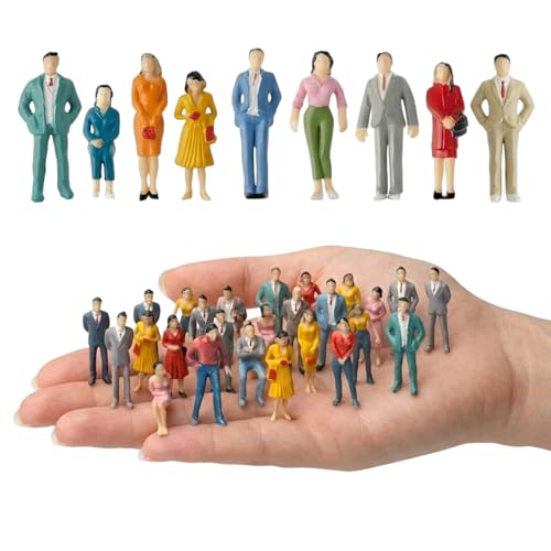 WuiCtvz Miniatur Menschen 40 Stück Mini Figuren Modelleisenbahn-Miniaturfiguren Miniaturfiguren-SetDetaillierte Modellbau-Figuren für Dioramen Architekturmodelle und Sammlerstücke(Maßstab 1:50)
