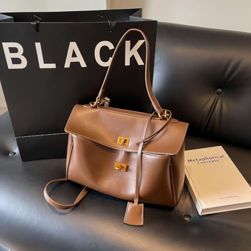 Bolso de mano mujer estilo vintage en gamuza marrón miniatura 3