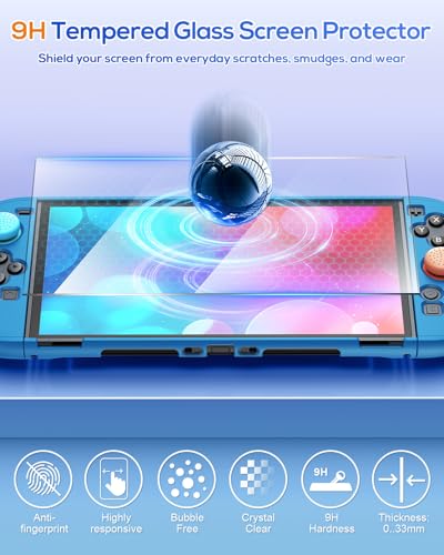 Image of FYOUNG Upgrade Switch 2 Protective Case&Screen Protector Set, Dockable Cute Cover Hard Shell Skin for Nintendo Switch 2 Console Accessories,Travel-Friendly,Kickstand Cutout(Blue, for Switch 2 7.9inch)