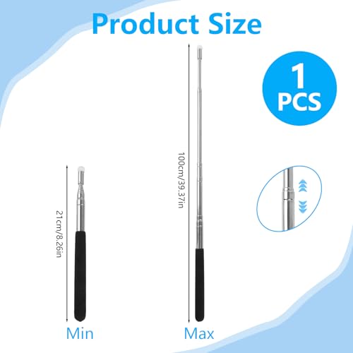 Zeigestab Ausziehbar 100 cm, Teleskopstab mit Griff, Zeigestock Ausziehbar Edelstahl, Kompakter Zeigestab für Unterricht Präsentation Dirigieren (Schwarz)