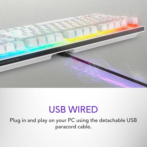 Image of Alienware AW920K Tri-Mode Wireless Gaming Keyboard - Rechargeable, Wireless /Wired, Magnetic Snap-on Charging, Programmable Rocker Switch and Dial, AlienFX per-Key RGB - Lunar Light