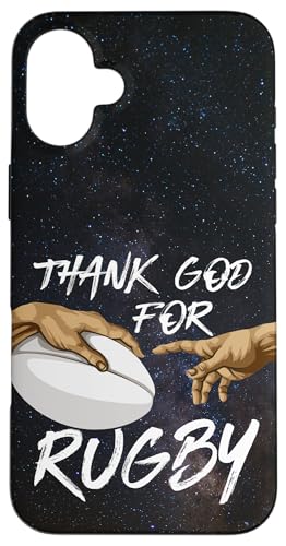 Rugby Michelangelos Hands "Thank God For Rugby" ���O�r�[ �~�P�����W�F�� �X�}�z�P�[�X iPhone 16 Plus �p