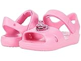 Crocs girls Kids' Classic Cross-strap Sandal, Pink Lemonade/Glitter Heart, 5 Toddler US