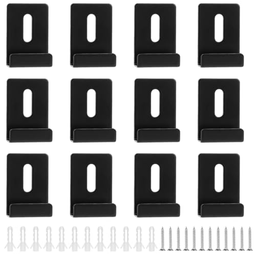 Image of 12 Pack Mirror Wall Mounting Clips Metal Mirror Clips Wide Channel Heavy Duty Mirror Hangers J Hooks Wall Hanger Fastener Mirror Hanging Hardware for Wall Mounting Billboard Displays(1 /4 Inch)
