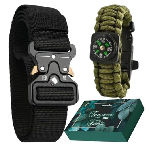 moem&an Cinturon Tactico Hombre y Pulsera Supervivencia, Regalo Hombre |Senderismo, Camping, Pesca, Caza, Acampada| Cinturones Hombre |Cumpleaños, Dia del Padre, Navidad, Reyes