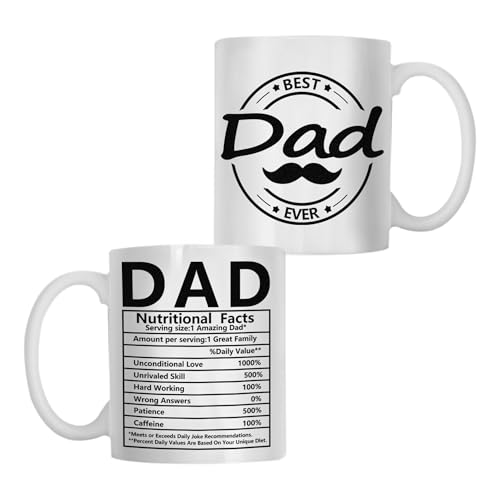 Toopdun Best Dad Ever Coffee Mug for Dad Father Grandad, Daddy Christmas Birthday Gift from Daughter Son, Durable Ceramic Cup for Coffee, Tea or Beer, 11 Oz