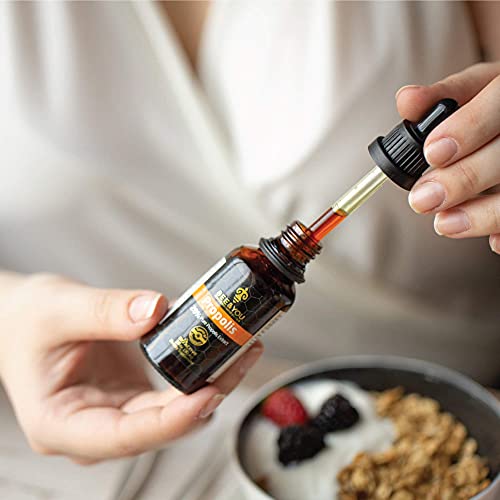 BEE&YOU Propolis Tinktur Tropfen 20% (30ml) standardisiert, Zusatzstoffe, Propolis Extrakt reich an nützliche Polyphenole und Flavonoide, in Müsli und Joghurt mischen – Bild 4