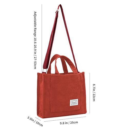 REDSINDA Corduroy Tote Rust Red