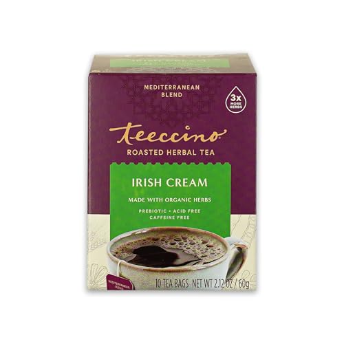 Teeccino Irish Cream Herbal Tea, Caffeine-Free, 10 Bags
