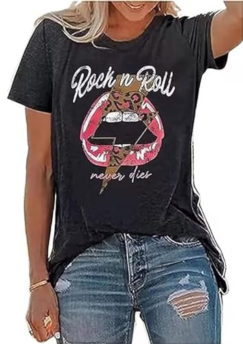 Women Vintage Graphic Rock Concert Shirts Short Sleeve Rock Band Country Music T Shirts Tops