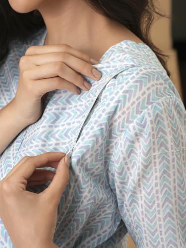 Image of The Mom Store Maternity and Nursing Dress | Pre and Post Pregnancy Dress for Womens | Zipper /Button Opening | Causal Wear | Trendy Stylish Causal Dresses for New Moms
