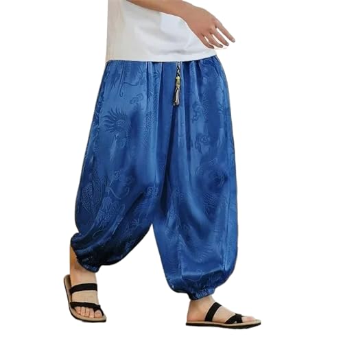 Men's Dragon Pattern Retro Harem Jogging Sweatpants Men's Hip-Hop Harajuku Style Casual Pants