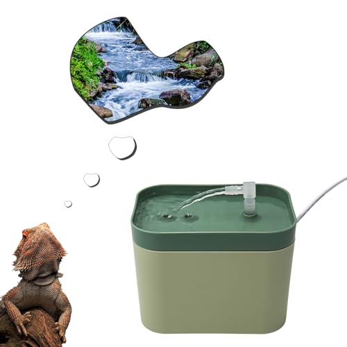 Reptile Water Bowl with Filtration System Lizard Drinking Fountain Bearded Dragon Tank Accessories Reptile Habitat Waterfall for Bearded Dragon Leopard Gecko Chameleon Snake