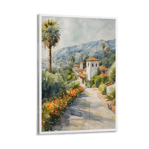 Santa Barbara Travel Poster Canvas Wall Art 12x18in