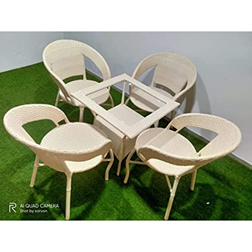Image of Indiid Homes D-12 Outdoor Indoor Living Room Garden| Chair Table Set 4+1 (4 Chair + 1 Table)| Furniture Set| Coffee Chair Table Set| Powder Coated|