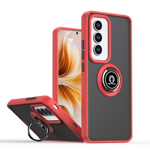 Rfvzubemok Compatible with Oppo Reno12 Pro Case,Compatible with Oppo Reno12 Pro 5G CPH2629 Built-in Bracket Car Magnetic Shockproof and Anti-Drop Phone Case Cover Red