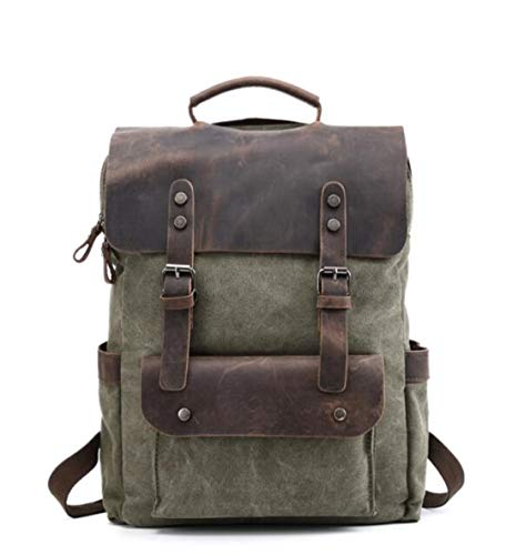 Herren Vintage Canvas Leder 14" Laptop Wasserdichte GroßE Reiserucksack