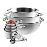 Mixing Bowls Set - Mixing Bowls with Measuring Cups & Spoons, Stackable, Easy Grip, Mirror Finished, Stainless Steel - Cooking Bowls -(11 pc Set ) by Colleta Home