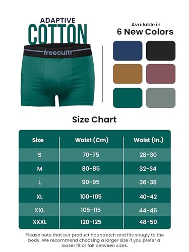 Image of Freecultr Men's Cotton Trunks | Breathable & Moisture Absorbing | Soft Comfort Fit | Everyday Innerwear