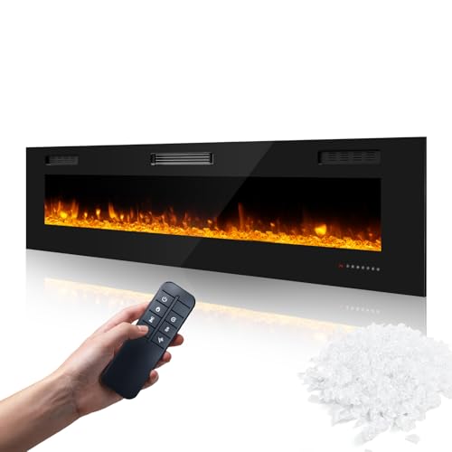 72-Inch Wall-Mounted Electric Fireplace with Remote