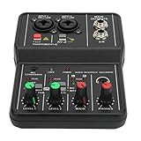 2 Channel Mixer, USB Audio Mixer, USB 48V Power Compact Sound Mixing Console for Music Recording Home Karaoke Internet Karaoke