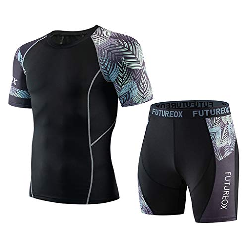 Costume de sport hommes casual fitness élastique : short et manches courtes