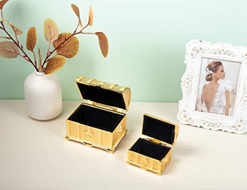 Feyarl Mini Vintage Gold Treasure Box Jewelry Trinket Box Organizer Keepsake Ring Earrings Box Chest For Valentine Wedding Christmas Birthday Gift #TOP5