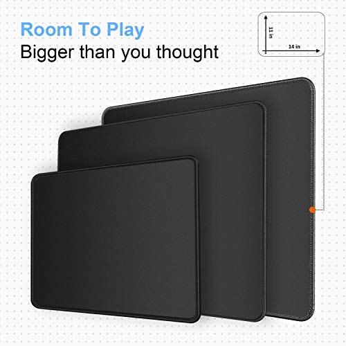 Mroco Large Gaming Mouse Pad With Stitched Edges, Non-Slip Rubber Base, Premium-Textured, Waterproof Mousepad Mouse Mat Mouse Pads For Gamer, Computer, Laptop & Desktop 14 X 11 X 0.12 Inches, Black #TOP5