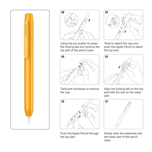 Image of MoKo Holder Case for Apple Pencil 1st Generation, Retractable Apple Pencil 1st Case Protective iPad Pencil Sleeve Skin Cover with Sturdy Clip, Papaya