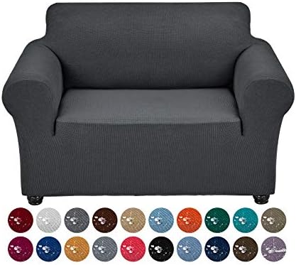 Joccun Stretch Chair Couch Cover,1-Piece Water Repellent Sofa Slipcover Spandex Jacquard Fabric Sofa Covers with Elastic Bottom,Washable Furniture Protector for Dogs,Cats,Kids(Armchair,Charcoal)