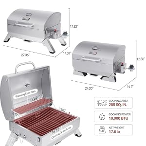 Royal Gourmet GT1001 Stainless Steel Portable Grill with Folding Legs — photo 4 of 6