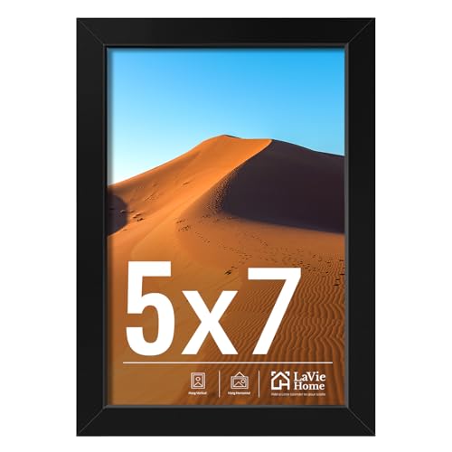 Image of LaVie Home 5x7 Picture Frame for Wall Display, 5x7 Black Picture Frame with HD Plexiglas, 5 x 7 Matted Frame 1 Pack, Display Frame for Vertical or Horizontal, Classic Collection
