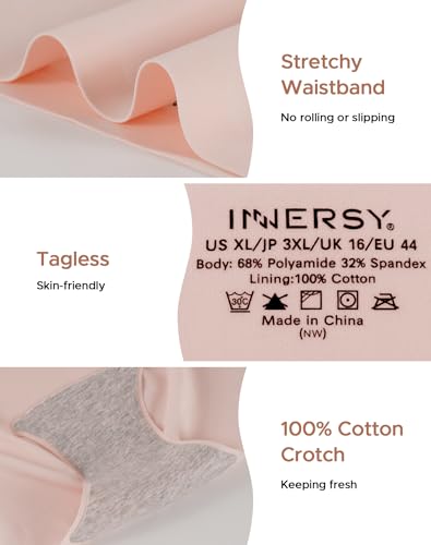 INNERSY Women's High Waist Seamless Underwear No Show Panties Full Coverage Briefs 3-Pack4
