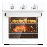 24' Single Wall Oven, ThermoMate 2.79 Cu.ft. Electric Wall Oven with 5 Cooking Functions, White Built-in Ovens with Mechanical Knobs Control, ETL Certified
