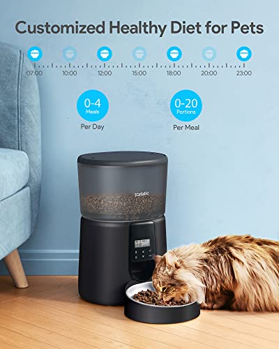Automatic Cat Feeders,Katalic Clog-Free 4L Cat Food Dispenser With Sliding Lock Lid Storage Timed Feeder For Cat And Dogs With Voice Recorder, Programmable Meal & Portion Automatic Feeder #TOP1