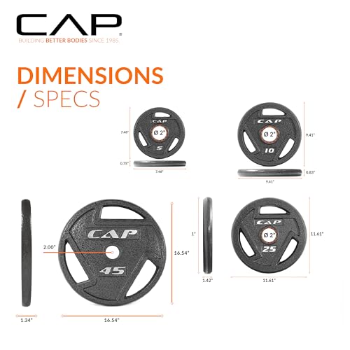 Image of CAP Barbell 2-Inch Olympic Cast Iron Plate Weight Set | 75-285 lbs | Multiple Options