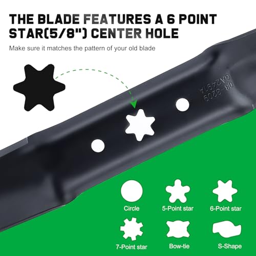Image of Grasscool ZT1 50 inch Deck Cub Cadet Mower Blades Replacement 942-05052A | Fits Ultima ZT2 Enduro XT1 XT2 LT50 Zero Turn Lawn Tractor Riding Parts,6 Star High Lift Bagger Sharp Cuts Mow Side Discharge