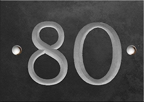 Engraved Slate House Number Sign - 1 to 99 (Select Your Number here) - Number 80 (Same Day Dispatch by 1st Class Post!!!)