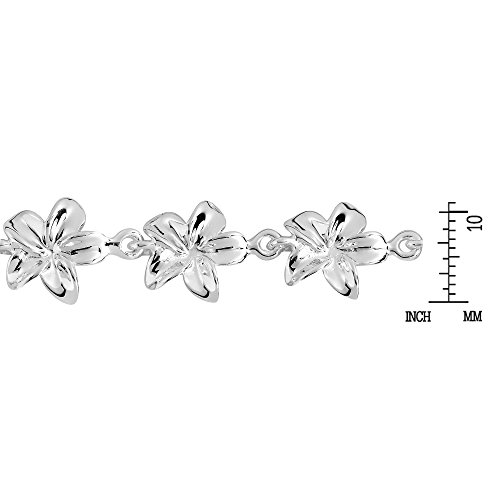 AeraVida Pretty Hawaiian Plumeria .925 Sterling Silver Link Bracelet | 7.5 inches - Image 4