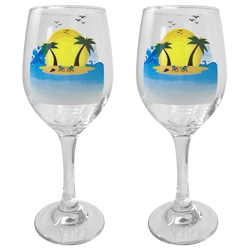 Beach Wine Glasses Set of 2