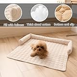 Bettschlange Hundebett Sofa Waschbar - Hundedecke Sofa mit Rand, Sofaschutz Hund, Flauschig Hundebett, rutschfest Hundekissen, Mittelgroße Hunde,75x75cm,Dunkelgrau
