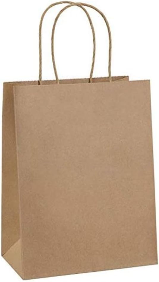 ecoway Kraft Paper Bags – Pack Of 50 Craft Large Paper Grocery Bags With Handles For Shopping, Party, Birthday, Wedding Gift, Retail, Merchandies Ecofreindly Reusable Brown (34 X 18 X 33 CM)